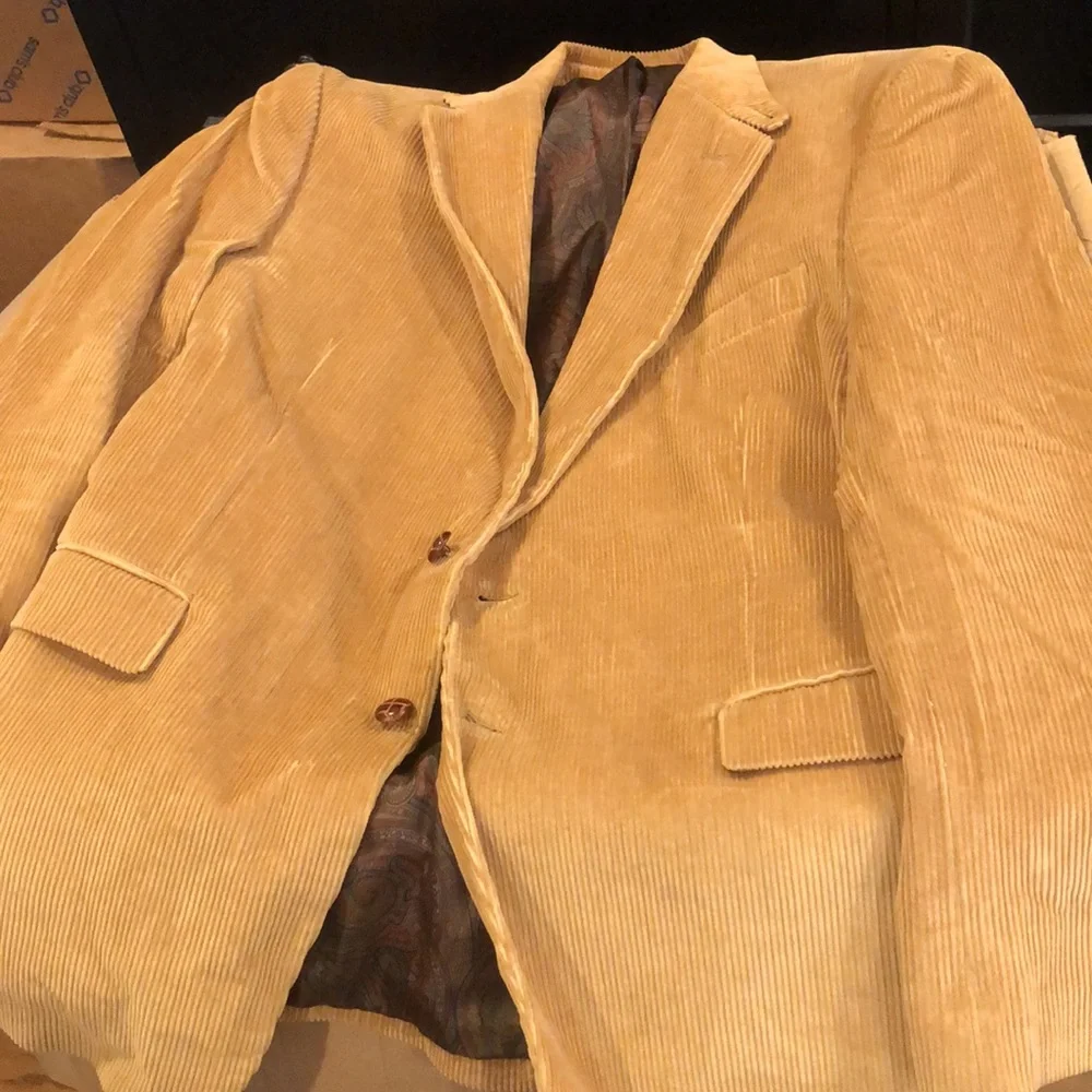 RALPH LAUREN Corduroy Blazer With Elbow Patches Paisley Lining 44LONG